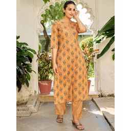 VIBE VISION Women Floral Printed Regular Kurta with Trousers-picture-39