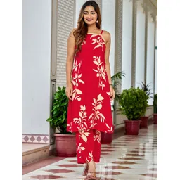 VIBE VISION Women Floral Printed Regular Kurta with Trousers-picture-40