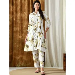 VIBE VISION Women Floral Printed Regular Kurta with Trousers-picture-37