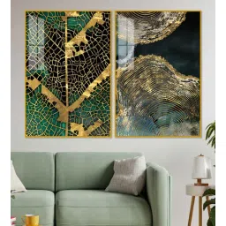 vibecrafts Amazing Golden Acrylic Framed Art Panel (Set Of 2)-picture-12