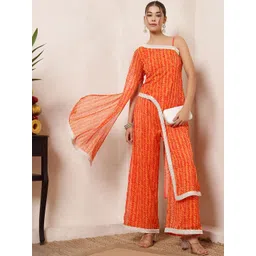 Vibes by Deebaco Women Printed One Shoulder Tunic & Trousers Co-Ords-picture-10