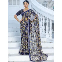 Vibhagyaa Floral Chiffon Saree-picture-34