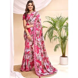 Vibhagyaa Floral Embroidered Poly Chiffon Saree-picture-30