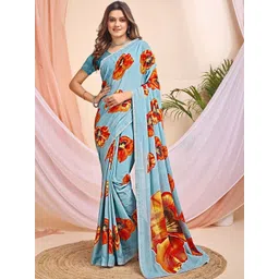 Vibhagyaa Floral Poly Chiffon Saree-picture-25
