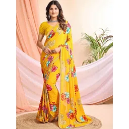Vibhagyaa Floral Poly Chiffon Saree-picture-15