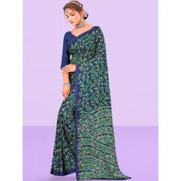 Vibhagyaa Floral Poly Chiffon Saree-picture-31