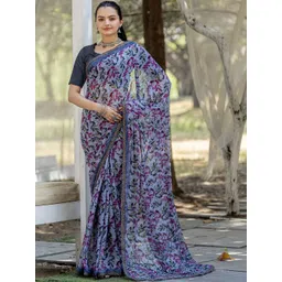 Vibhagyaa Floral Poly Chiffon Saree image 1