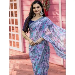 Vibhagyaa Floral Poly Chiffon Saree image 2