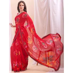 Vibhagyaa Floral Poly Chiffon Saree-picture-5
