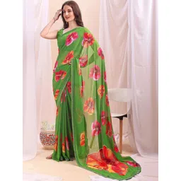 Vibhagyaa Floral Sequinned Poly Chiffon Saree-picture-18