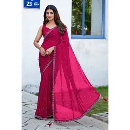 Vibhagyaa Sequinned Poly Chiffon Heavy Work Saree-picture-2