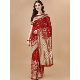 Vibhagyaa Woven Design Poly Chiffon Saree-picture-12