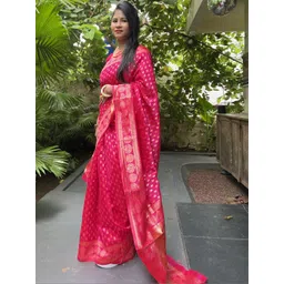 Vibhagyaa Woven Design Poly Chiffon Saree-picture-13