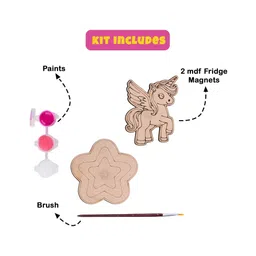 Vibhuti Crafts DIY Unicorn Themed Fridge Magnet Painting kit Kids Birthday Party Favors and Gifts for Boys and Girls - Includes Paints, MDF Fridge Magnets, and Brush-image-16