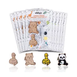 Vibhuti Crafts Jungle Fridge Magnet Party Favors Bundle (Pack of 10)DIY Paint KitJungle Fridge Magnet Cutouts with Custom Paints & BrushPerfect Return Gifts & Party Favors-image-28