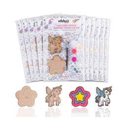 Vibhuti Crafts Unicorn Fridge Magnet Party Favors Bundle (Pack of 10)DIY paint kit with unicorn-themed fridge magnet cutouts, custom paints, and a brush. Ideal for return gifts, party favors, and creative activities for kids and adults-image-29