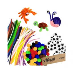 VibhutiCrafts Creative Craft 3-in-1 Bundle50 Pipe Cleaners, 50 Pompoms & 50 Googly Eyes | 150 Pieces for DIY Projects & Art Activities-image-8