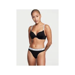 victoria's secret intimates Victoria's Secret Cotton Logo Cotton Thong Panty Black-picture-24