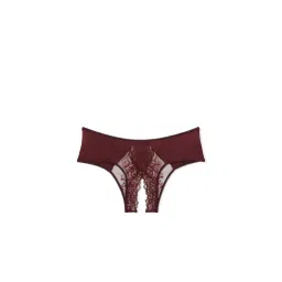 victoria's secret intimates Victoria's Secret Maroon Very Sexy Rose Lace Crotchless Cheeky Brief Panty-picture-19