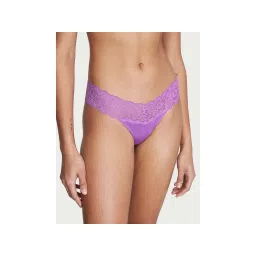 victoria's secret intimates Victoria's Secret The Lacie Lace-Waist Cotton Thong Panty - Purple-picture-32