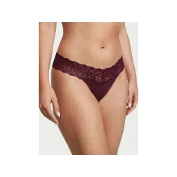 victoria's secret intimates Victoria's Secret Wine Lace-Waist Cotton Thong Panty-picture-29