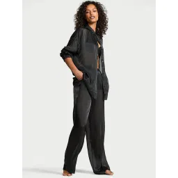 victoria's secret intimates Victoria's Secret Women Black Solid Shirt with Pyjama (XL)-picture-15