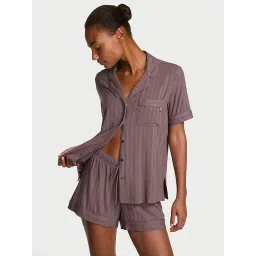 victoria's secret intimates Victoria's Secret Women Purple Textured Shirt & Shorts-picture-34