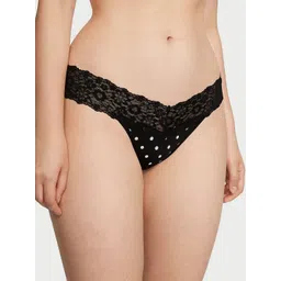 Victoria's Secret Polka-Dots Printed Lace-Waist Thong Briefs-picture-40