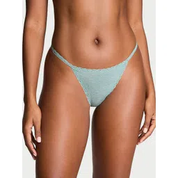 Victoria's Secret Women Lace-Waist Heather Rib V-String Mid-RiseBikini-picture-27