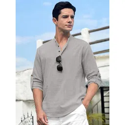 Vida Loca Cotton Band Collar Slim Fit Short Kurta-picture-23