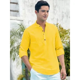 Vida Loca Cotton Band Collar Slim Fit Short Kurta-picture-25