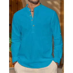 Vida Loca Cotton Band Collar Slim Fit Short Kurta-picture-28
