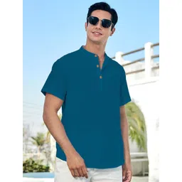 Vida Loca Cotton Band Collar Slim Fit Short Kurta-picture-33