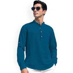 Vida Loca Cotton Band Collar Slim Fit Short Kurta-picture-18
