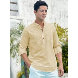 Vida Loca Cotton Band Collar Slim Fit Short Kurta-picture-19