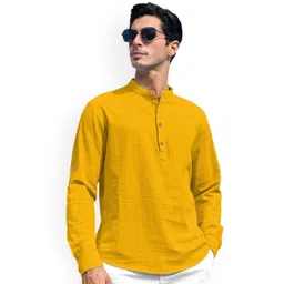 Vida Loca Cotton Band Collar Slim Fit Short Kurta-picture-20
