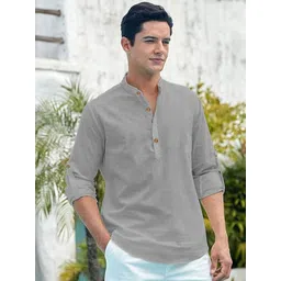Vida Loca Cotton Band Collar Slim Fit Short Kurta-picture-10