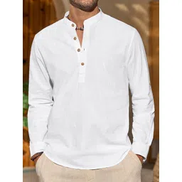 Vida Loca Cotton Band Collar Slim Fit Short Kurta-picture-14