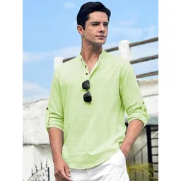 Vida Loca Cotton Band Collar Slim Fit Short Kurta-picture-16