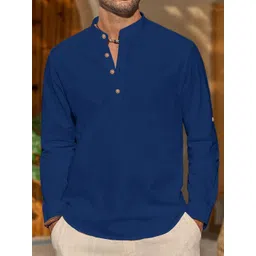 Vida Loca Cotton Band Collar Slim Fit Short Kurta-picture-36