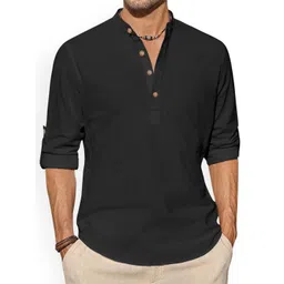 Vida Loca Cotton Band Collar Slim Fit Short Kurta image 3