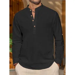 Vida Loca Cotton Band Collar Slim Fit Short Kurta image 1