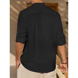 Vida Loca Cotton Band Collar Slim Fit Short Kurta image 5