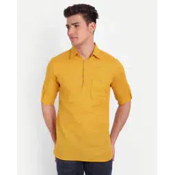 vida loca Men Slim Fit Short Kurta with Roll-Up Sleeves-picture-22