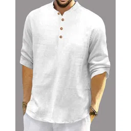 vida loca Men Slim Fit Solid Mandarin Collar Casual Shirt-picture-11