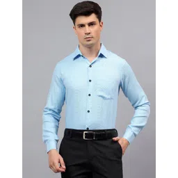 Vida Loca Men Smart Slim Fit Textured Spread Collar Cotton Formal Shirt-picture-26