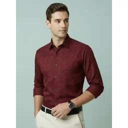 Vida Loca Men Smart Slim Fit Textured Spread Collar Cotton Formal Shirt-picture-32