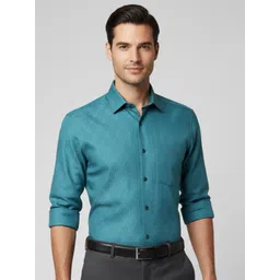 Vida Loca Self Design Smart Slim Spread Collar Fit Cotton Formal Shirt-picture-19