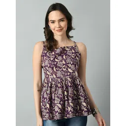VIDHANI Floral Printed Shoulder Straps Peplum Top-picture-29