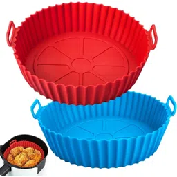 vidhyadevam Air Fryer Liners Round Silicone Basket Baking Tray 8 inch Pot with Ear Handles Air Fryer-picture-22